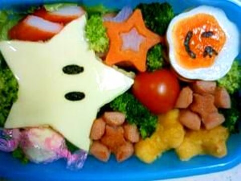 型抜きで誰でも簡単★スター★(スーパーマリオ）弁当